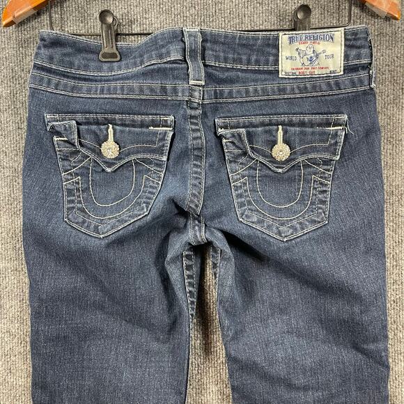 True Religion Jeans Women's 28 (30X28) Blue Denim Straight Leg Flap Pocket READ - Picture 8 of 12